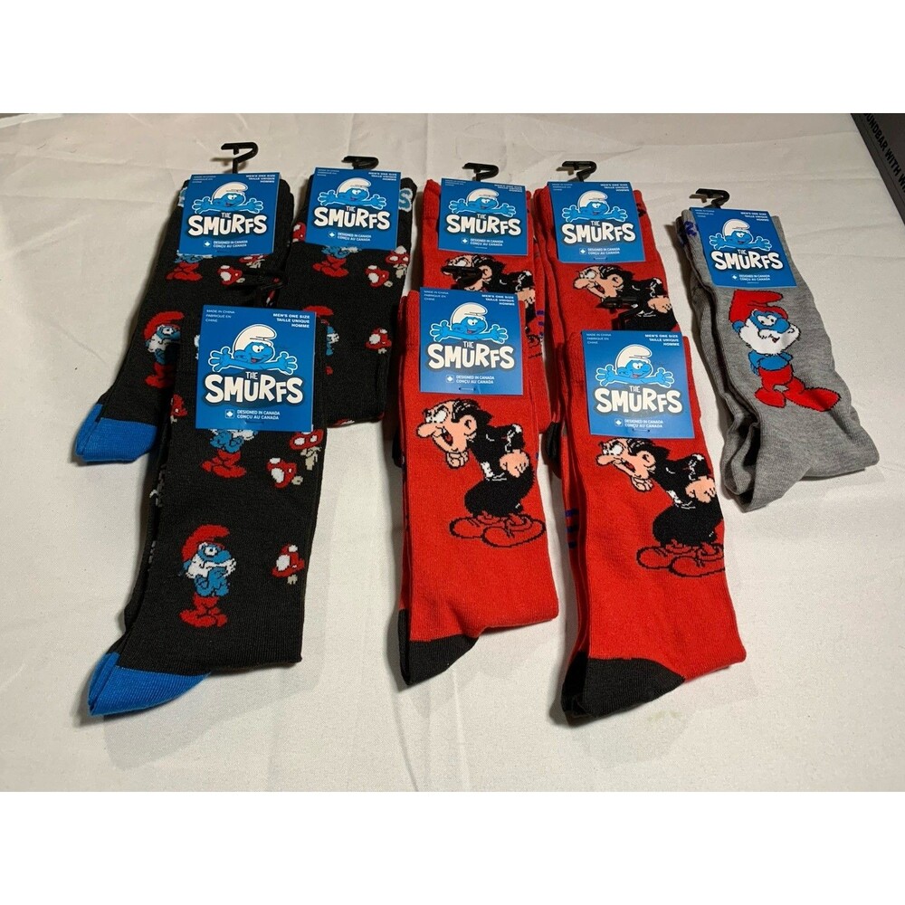 Smurfs Socks 8 pairs Mens Unisex Size US 7-12 2024 New Perris Brand